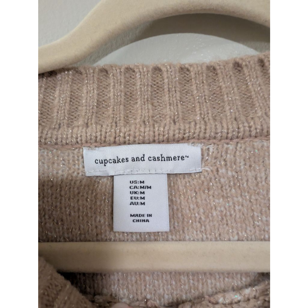 Women's Cupcakes and Cashmere Beige & White Snowflake Cardigan‎ M - Picture 5 of 6